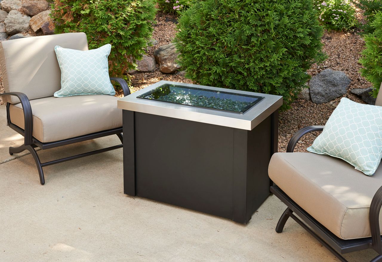 Outdoor Greatroom Stainless Steel Providence Rectangular Gas Fire Pit Table