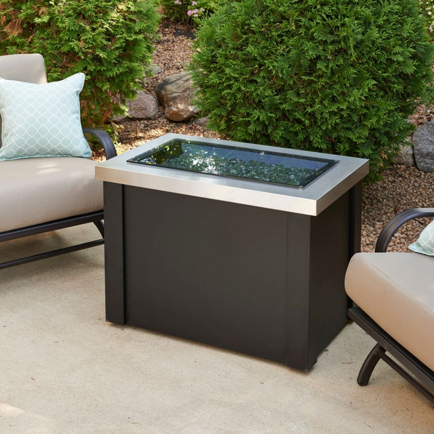 Outdoor Greatroom Providence Rectangular Stainless Steel Gas Fire Pit Table