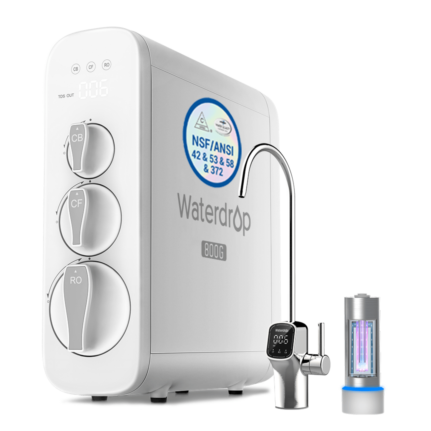 Waterdrop Tankless RO System with UV Sterilizing Light 800 GPD
