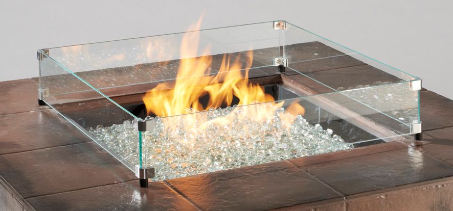 Outdoor Greatroom Square Glass Wind Guard for 24" x 24" Burner: 28.3" x 28.3" x 5.75"