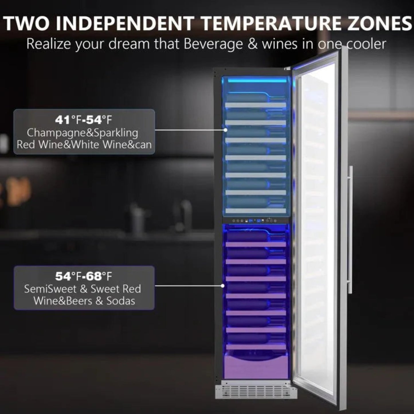 Kismile 17.72" 111 Bottles Dual Zone Built-in/Freestanding Wine Refrigerator