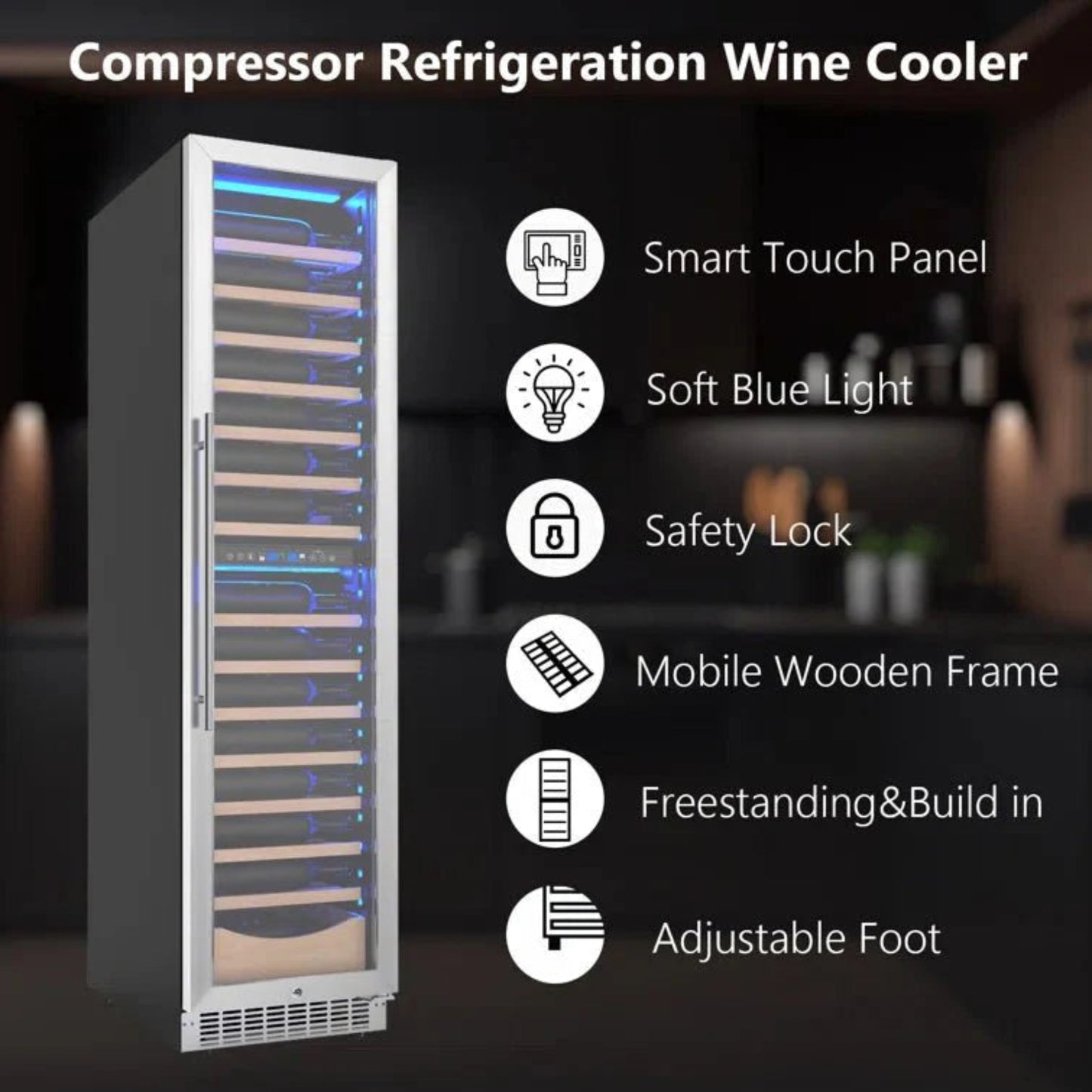 Kismile 17.72" 111 Bottles Dual Zone Built-in/Freestanding Wine Refrigerator