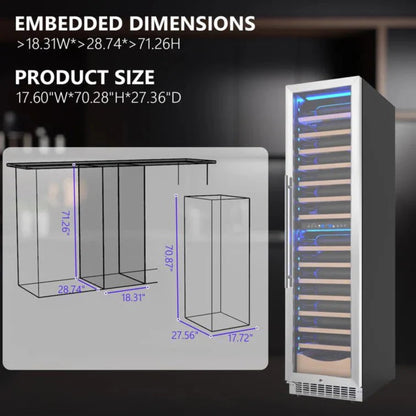 Kismile 17.72" 111 Bottles Dual Zone Built-in/Freestanding Wine Refrigerator