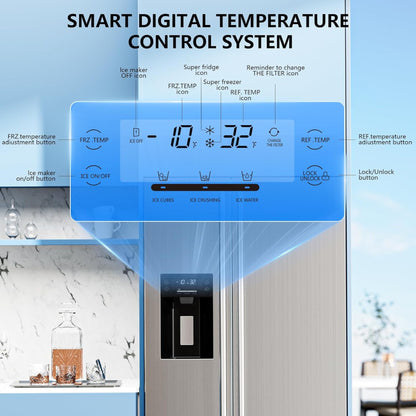 Kismile 36" Side By Side 20.01 Cu. ft. Built-in Refrigerator with Freezer & Ice Maker Included