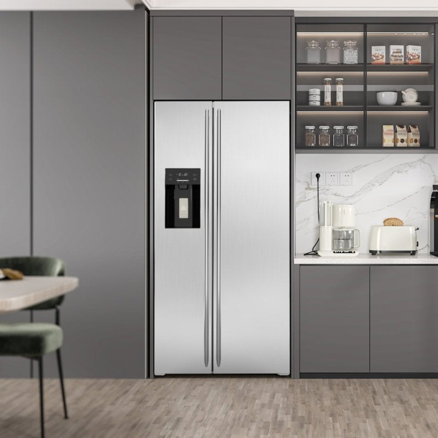 Kismile 36" Side By Side 20.01 Cu. ft. Built-in Refrigerator with Freezer & Ice Maker Included