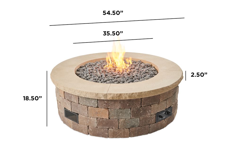 Outdoor Greatroom Bronson Block Round Gas Fire Pit Kit