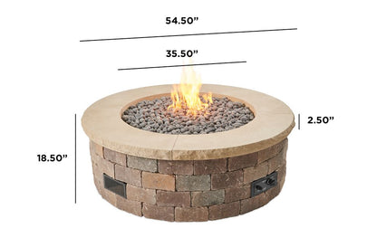 Outdoor Greatroom Bronson Block Round Gas Fire Pit Kit