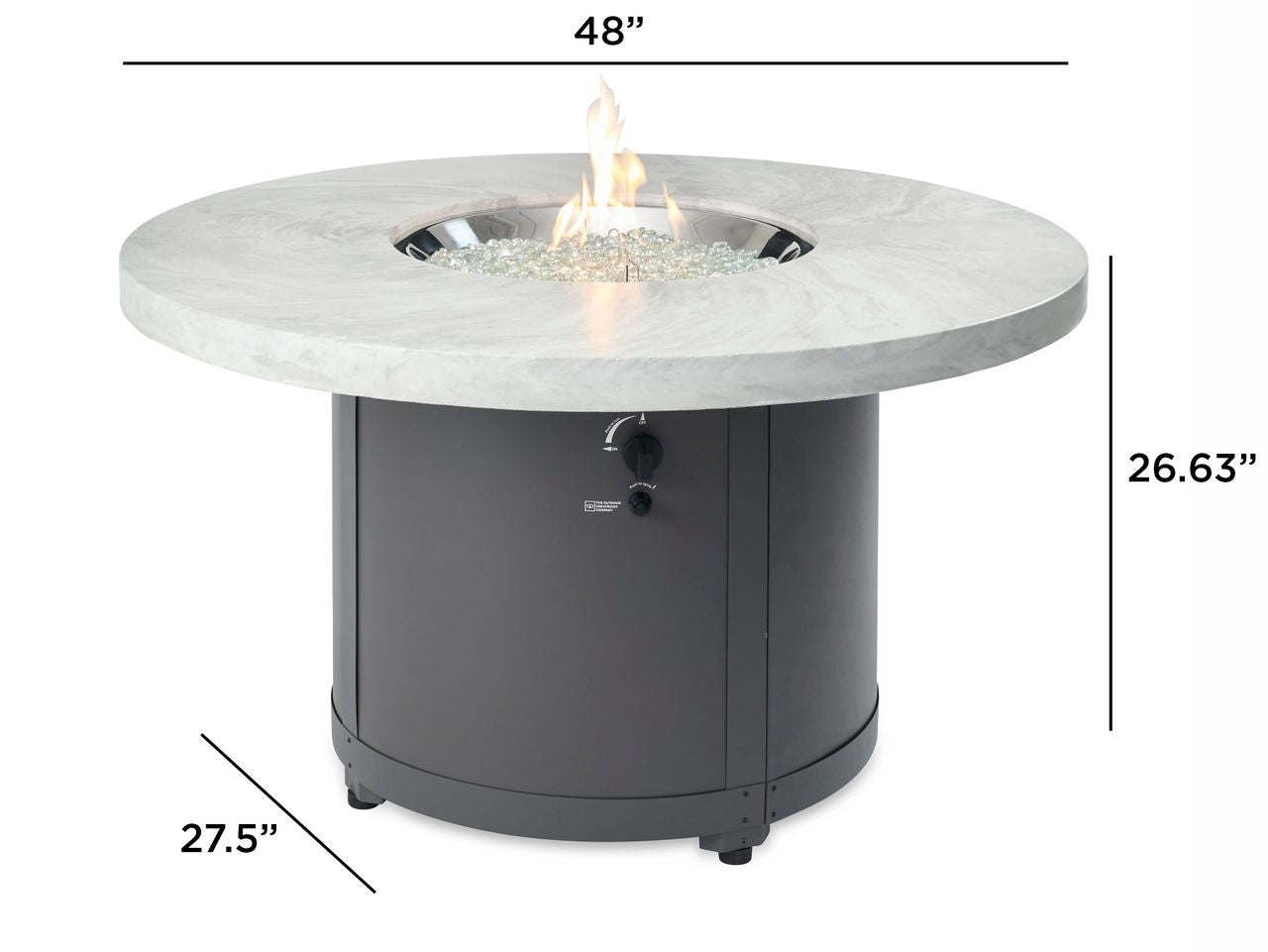 Outdoor Greatroom White Onyx Beacon Round Gas Fire Pit Table