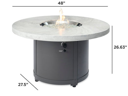 Outdoor Greatroom White Onyx Beacon Round Gas Fire Pit Table