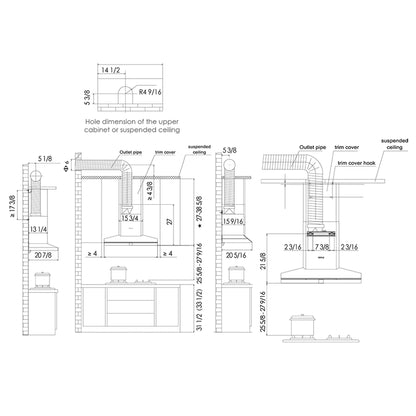 Fotile 36" Wall Mount Perimeter Vent Series