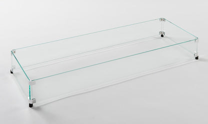 Outdoor Greatroom Linear Glass Wind Guard for 12" x 42" Burner: 15.5" x 44.6" x 6"