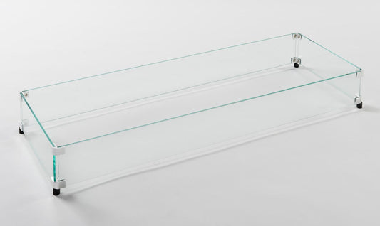 Outdoor Greatroom Linear Glass Wind Guard for 12" x 42" Burner: 15.5" x 44.6" x 6"