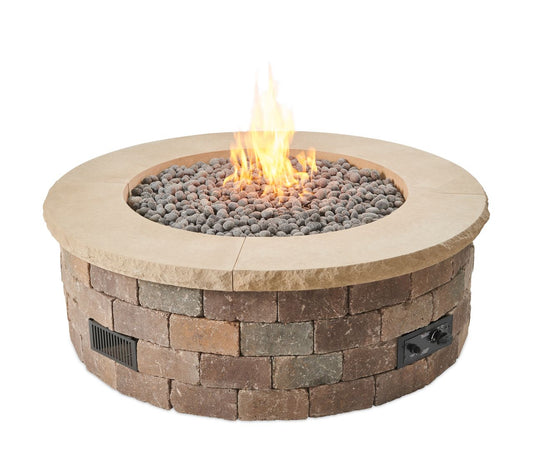 Outdoor Greatroom Bronson Block Round Gas Fire Pit Kit