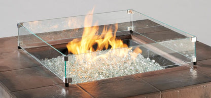 Outdoor Greatroom Square Glass Wind Guard for 24" x 24" Burner: 28.3" x 28.3" x 5.75"