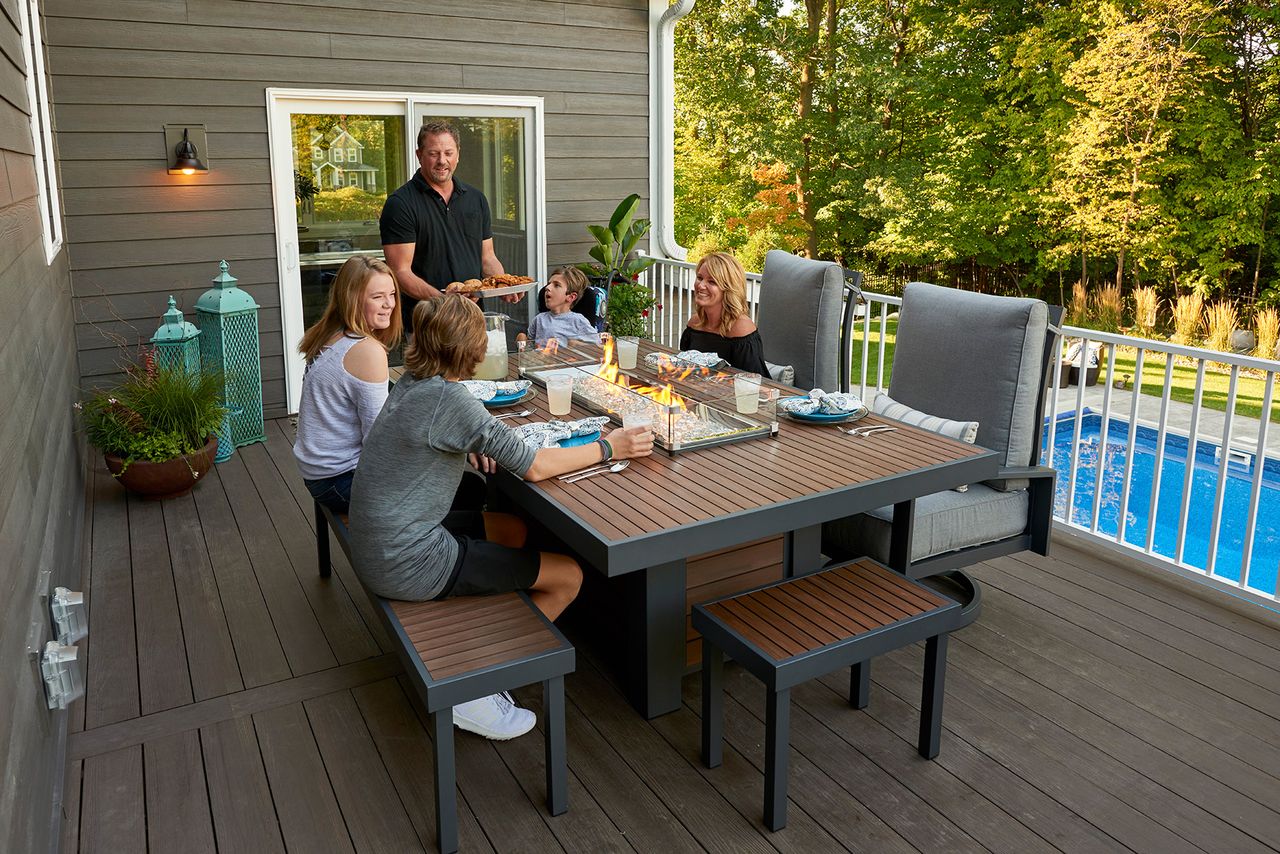 Outdoor Greatroom Kenwood Umber Brown Gas Fire Pit Table