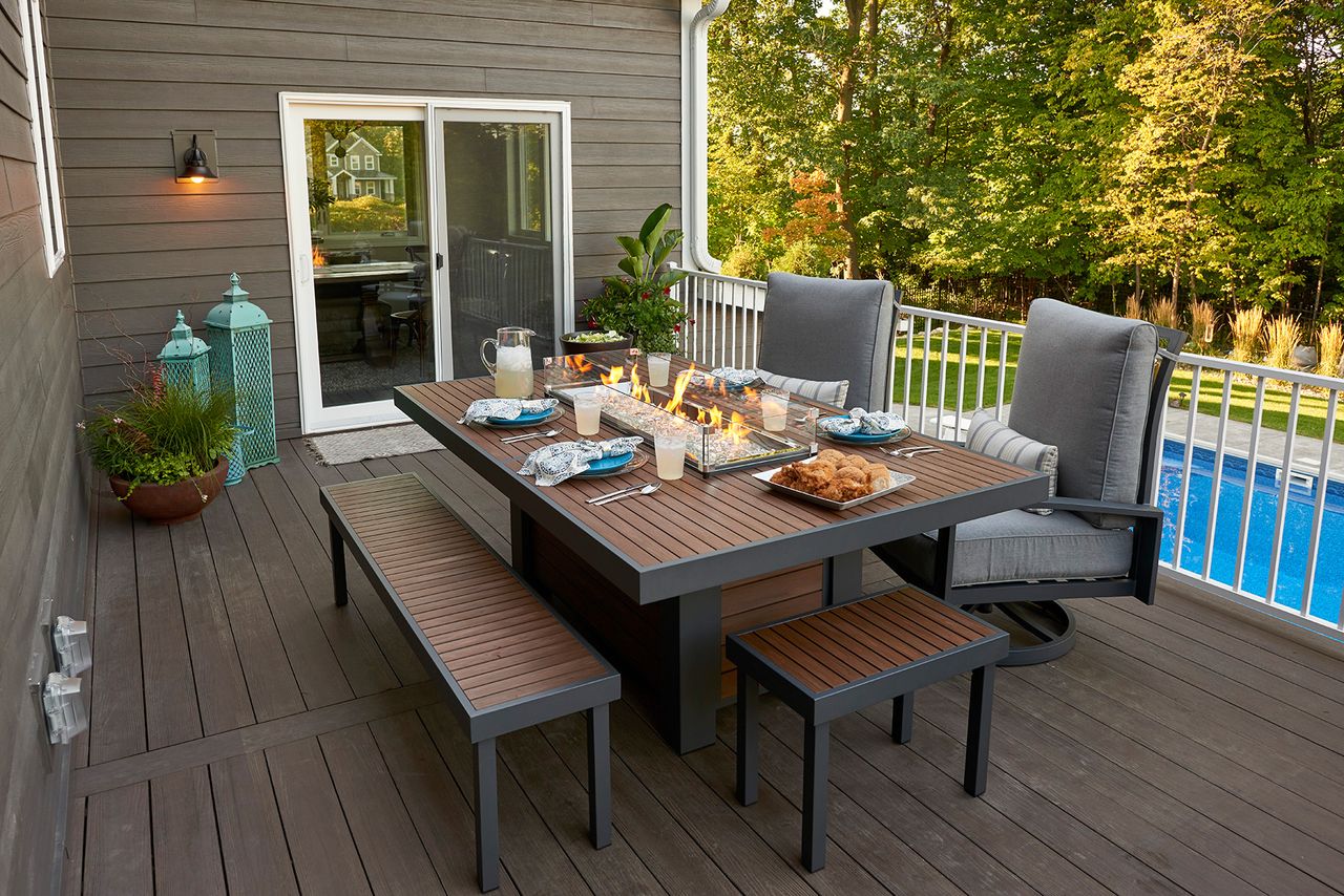 Outdoor Greatroom Kenwood Umber Brown Gas Fire Pit Table