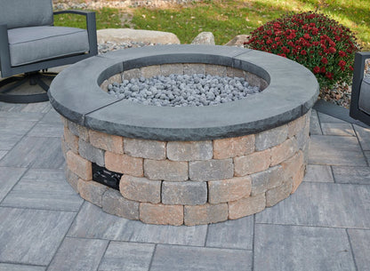 Outdoor Greatroom Bronson Block Round Gas Fire Pit Kit