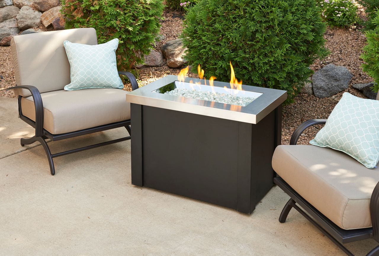 Outdoor Greatroom Stainless Steel Providence Rectangular Gas Fire Pit Table