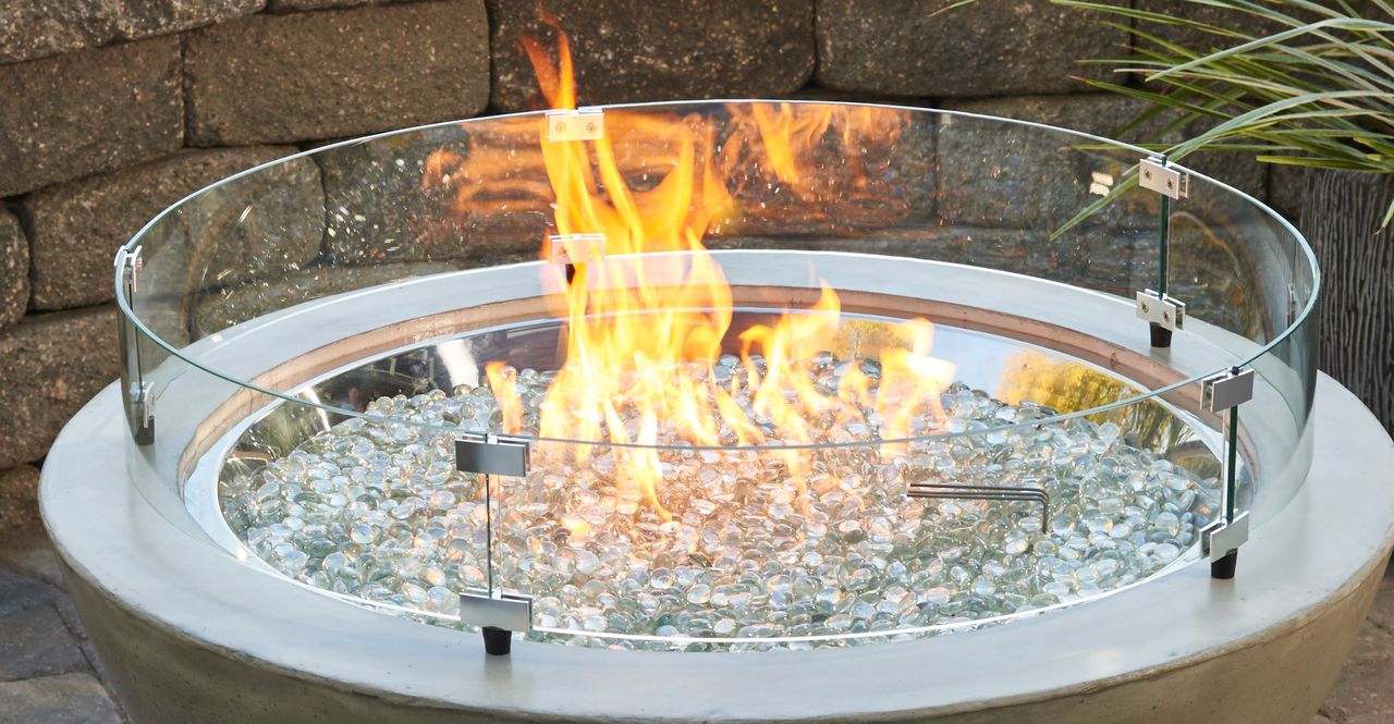 Outdoor Greatroom Round Glass Wind Guard for 30" Burner: 34.875" x 7"