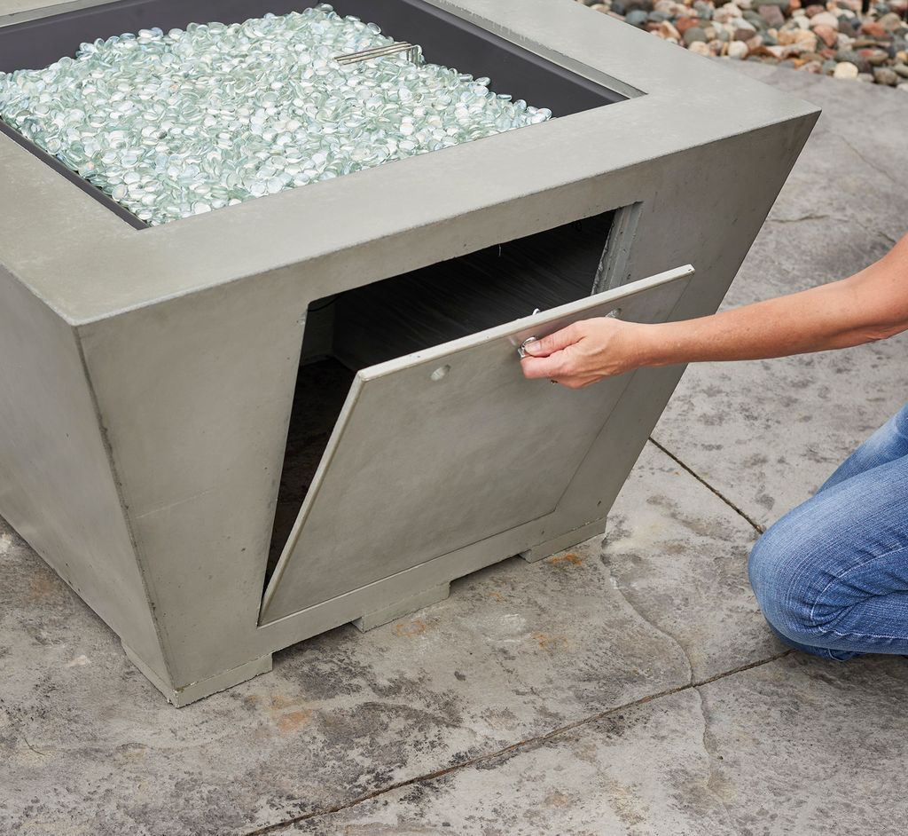 Outdoor Greatroom Cove 38" Trapezoid Gas Fire Pit in Natural Grey