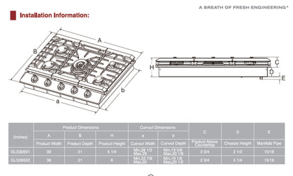 Fotile 30"/36" Stainless Steel Tri-Ring Gas Cooktop Series