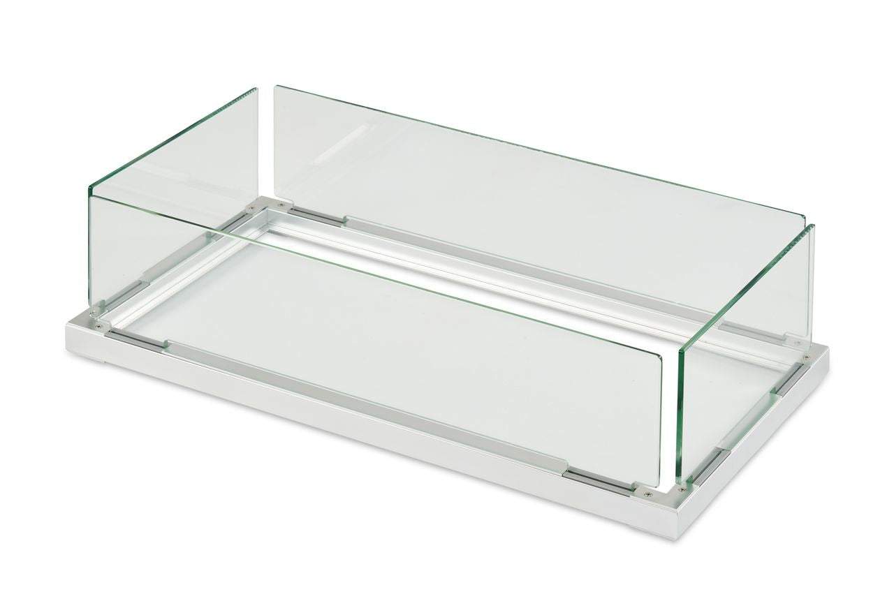 Outdoor Greatroom Rectangular Folding Glass Wind Guard for 12" x 24" Burner: 13.4" x  25.6" x 6.21"