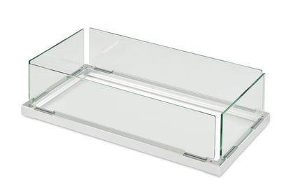 Outdoor Greatroom Rectangular Folding Glass Wind Guard for 12" x 24" Burner: 13.4" x  25.6" x 6.21"