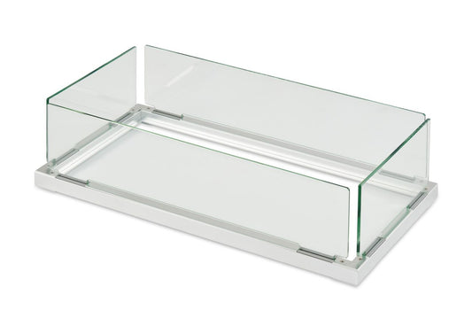 Outdoor Greatroom Rectangular Folding Glass Wind Guard for 12" x 24" Burner: 13.4" x  25.6" x 6.21"