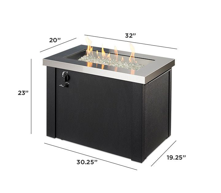Outdoor Greatroom Stainless Steel Providence Rectangular Gas Fire Pit Table