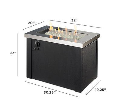 Outdoor Greatroom Stainless Steel Providence Rectangular Gas Fire Pit Table