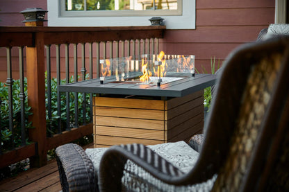 Outdoor Greatroom Darien Rectangular Gas Fire Pit Table with Aluminum Top