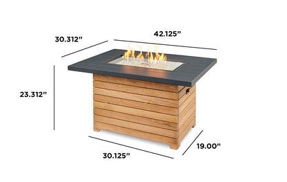 Outdoor Greatroom Darien Rectangular Gas Fire Pit Table with Aluminum Top