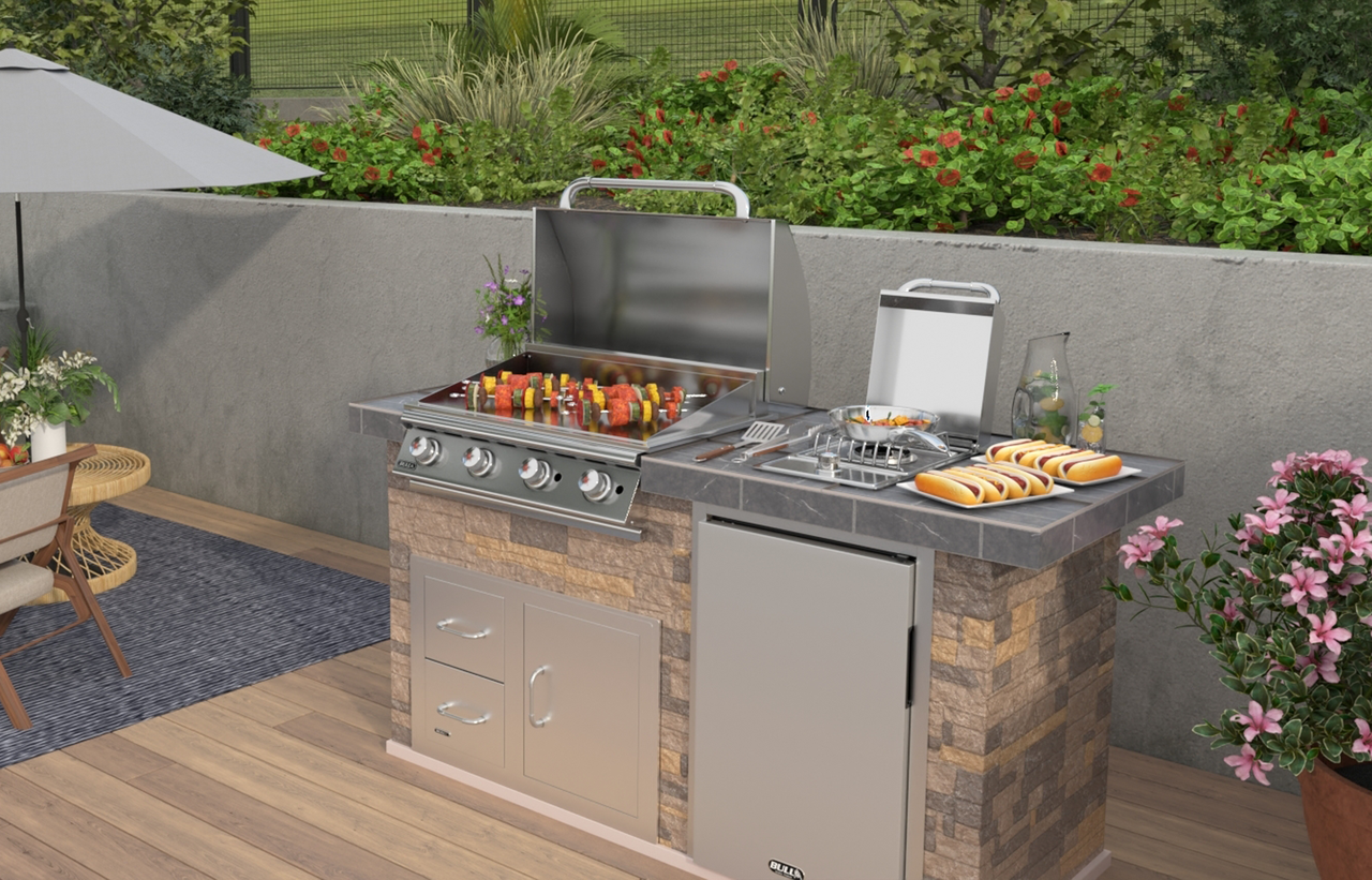 Bull Outdoor 30" Professional Griddle Drop In - 4 Burner / 60,000 BTU's
