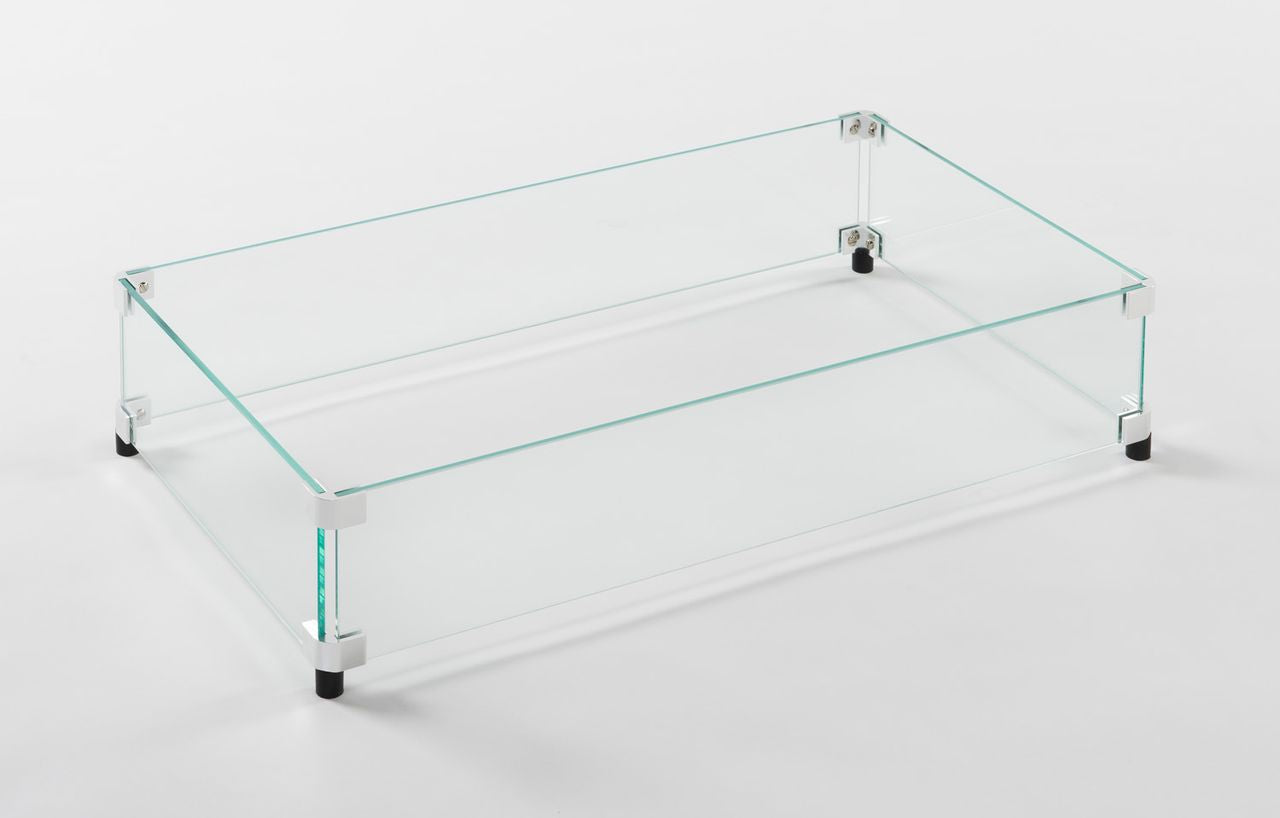 Outdoor Greatroom Rectangular Glass Wind Guard for 12" x 24" Burner: 28.3" x 15.5" x 6"