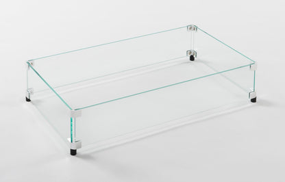 Outdoor Greatroom Rectangular Glass Wind Guard for 12" x 24" Burner: 28.3" x 15.5" x 6"