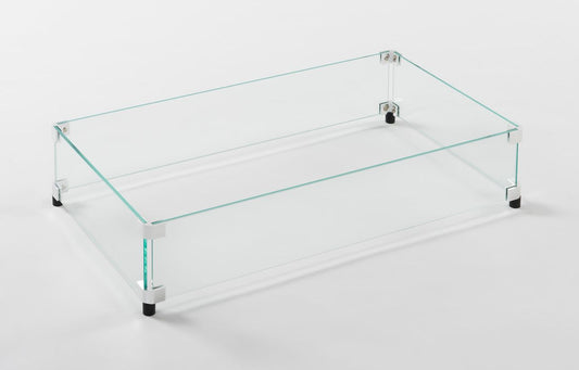 Outdoor Greatroom Rectangular Glass Wind Guard for 12" x 24" Burner: 28.3" x 15.5" x 6"