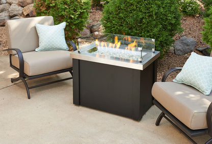 Outdoor Greatroom Stainless Steel Providence Rectangular Gas Fire Pit Table
