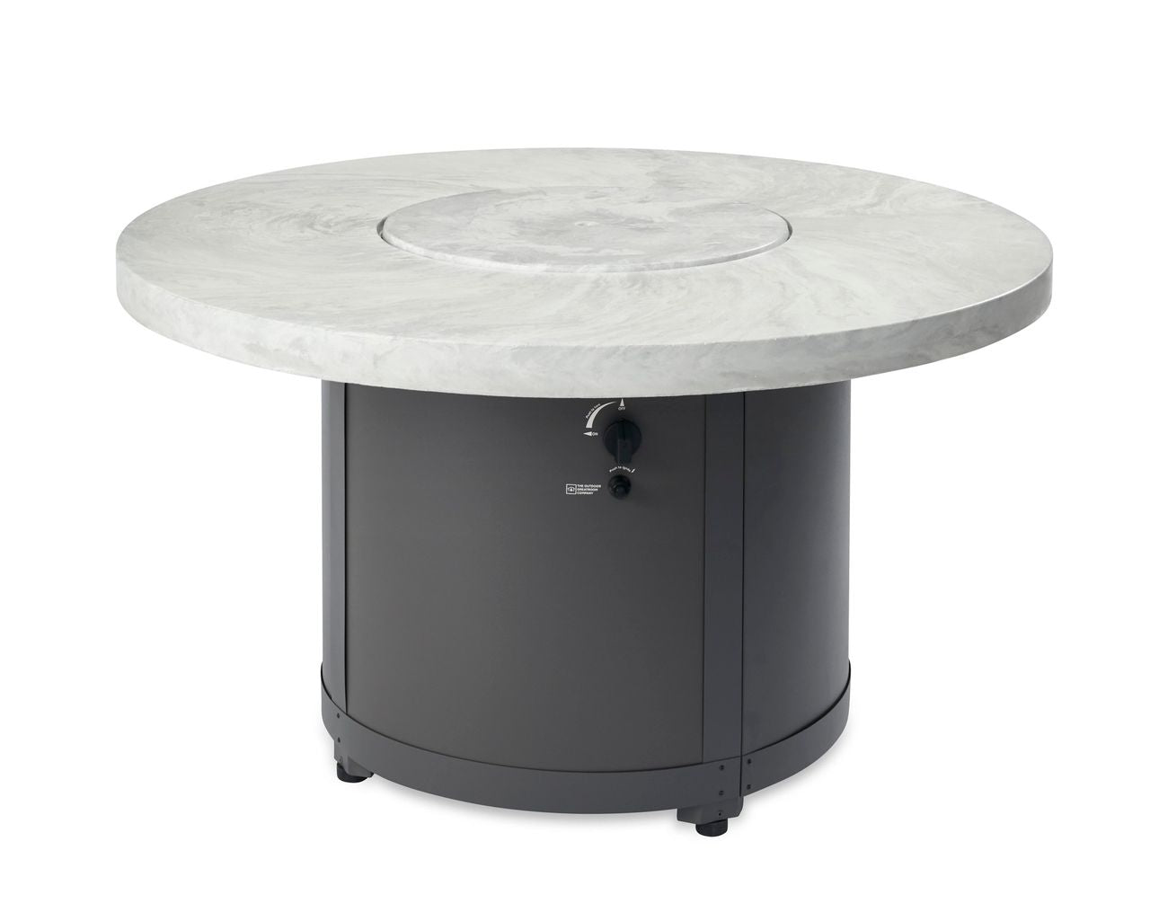 Outdoor Greatroom White Onyx Beacon Round Gas Fire Pit Table