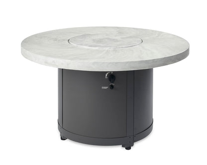 Outdoor Greatroom White Onyx Beacon Round Gas Fire Pit Table