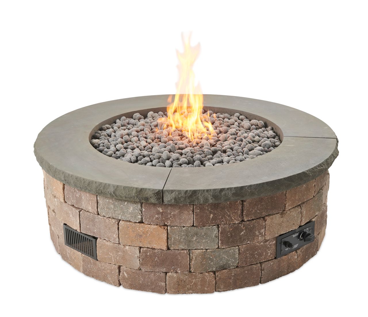 Outdoor Greatroom Bronson Block Round Gas Fire Pit Kit