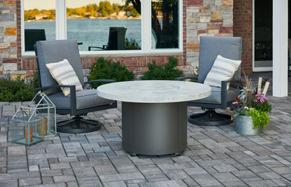 Outdoor Greatroom White Onyx Beacon Round Gas Fire Pit Table