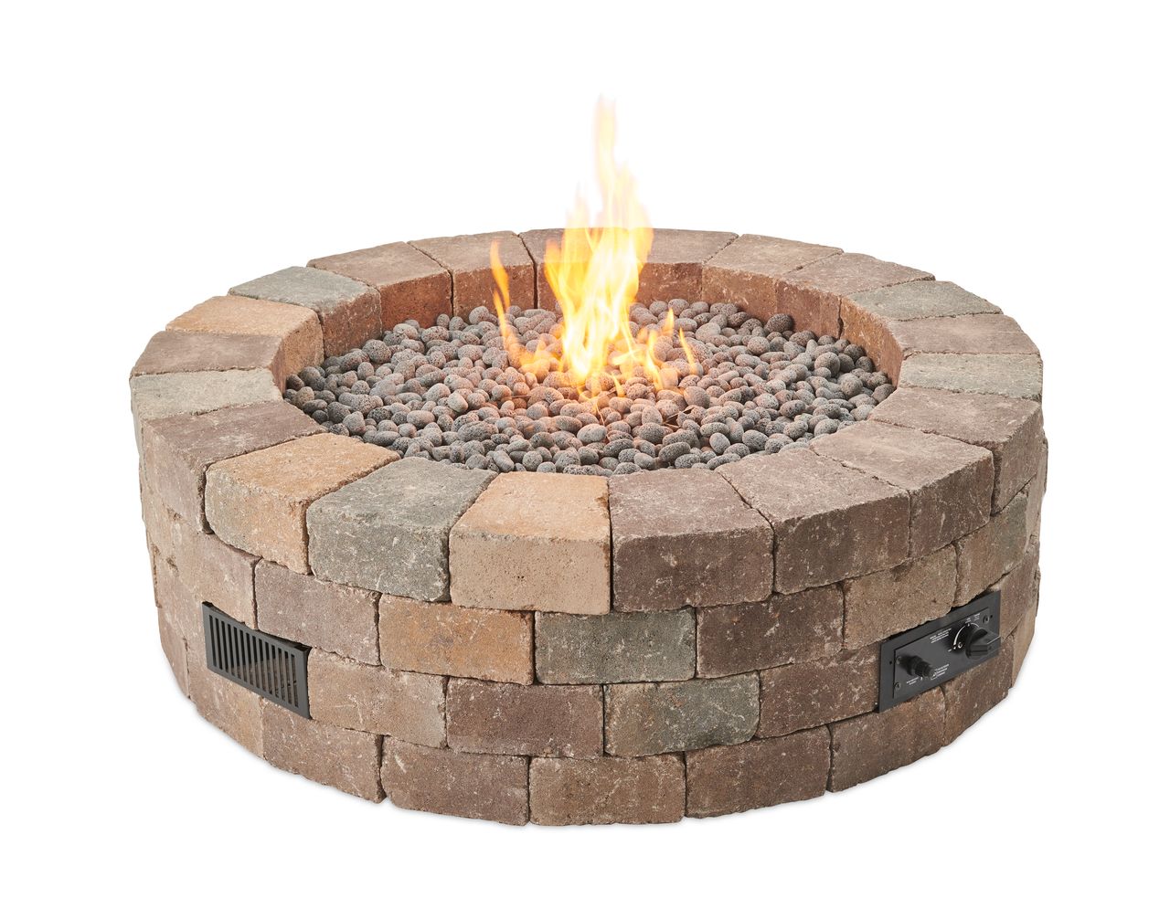 Outdoor Greatroom Bronson Block Round Gas Fire Pit Kit