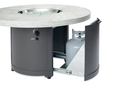 Outdoor Greatroom White Onyx Beacon Round Gas Fire Pit Table